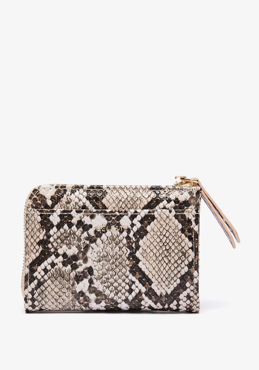 Textured animal-pattern wallet with zip closure by celeste
