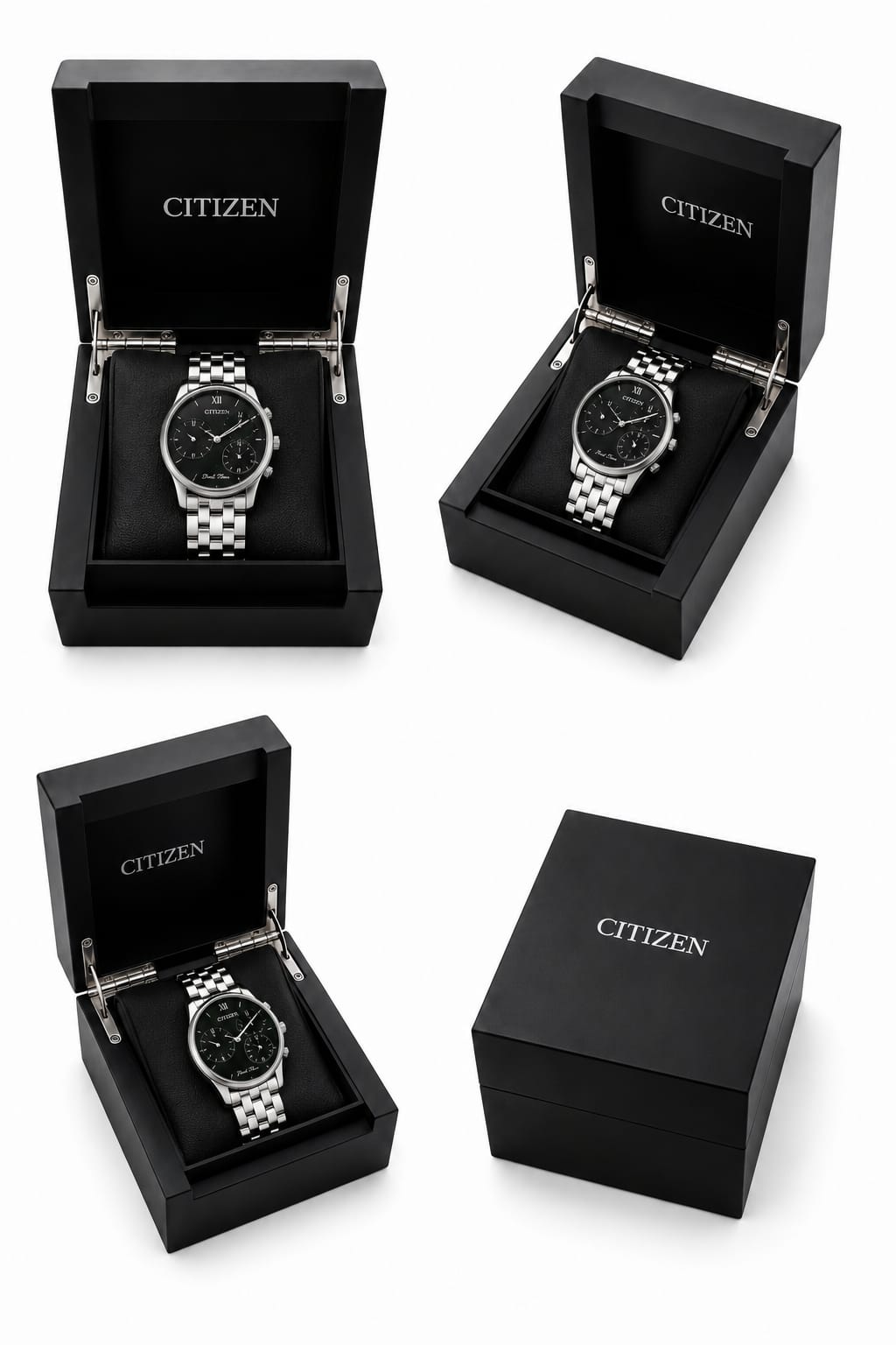 : Citizen Dual Time Stainless Steel Watch – Black Dial