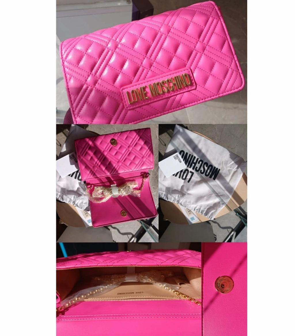 Love Moschino quilted crossbody bag in bright pink