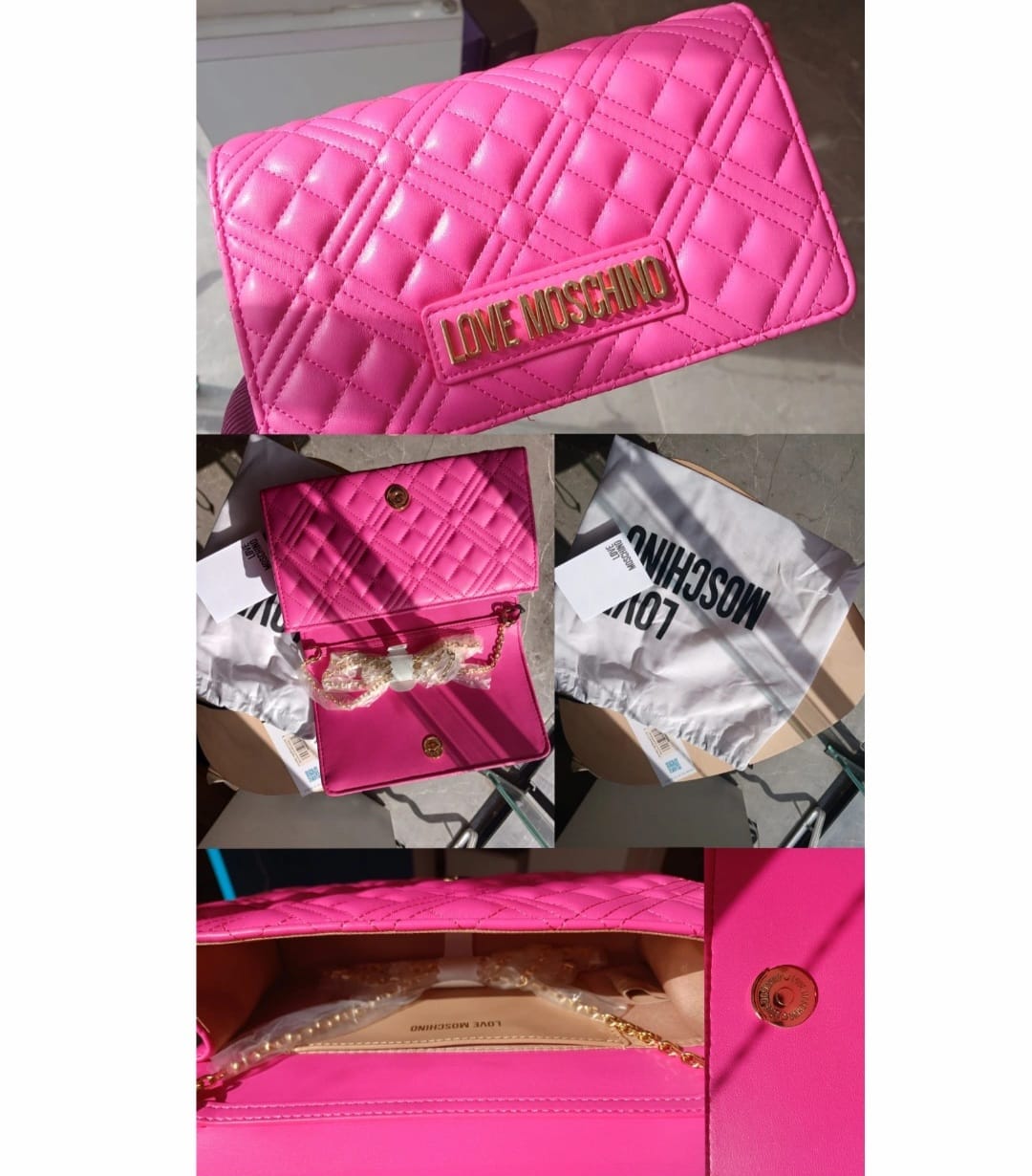 Love Moschino quilted crossbody bag in bright pink