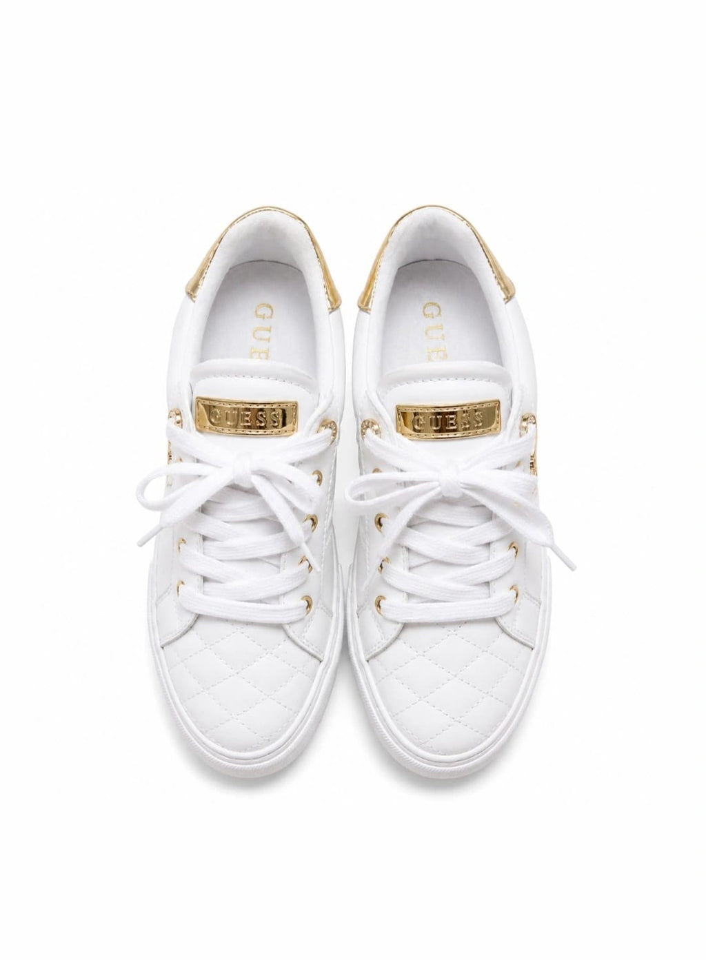 Guess Womens LOVEN Faux Leather Quilted Casual and Fashion Sneakers