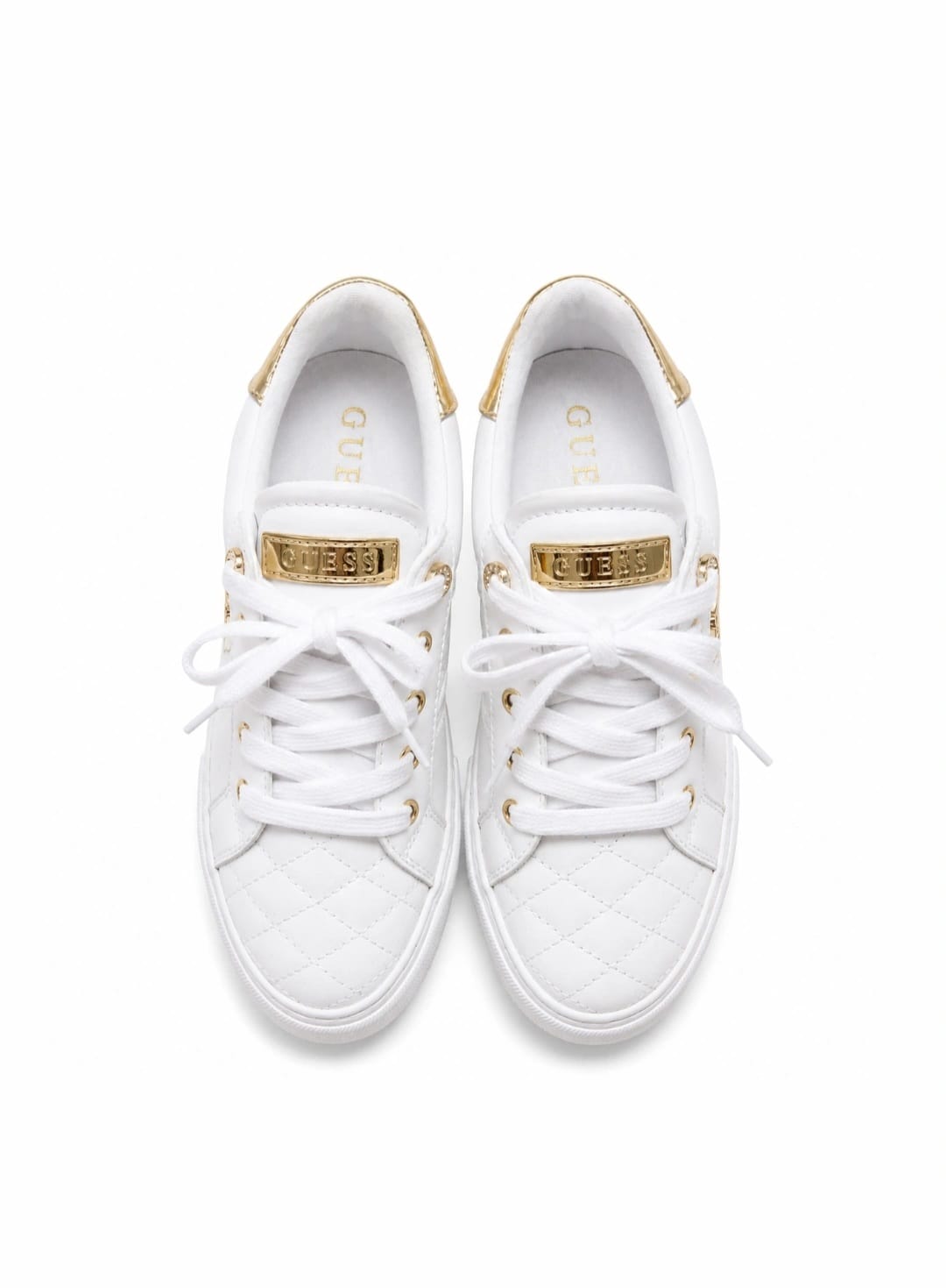 Guess Womens LOVEN Faux Leather Quilted Casual and Fashion Sneakers
