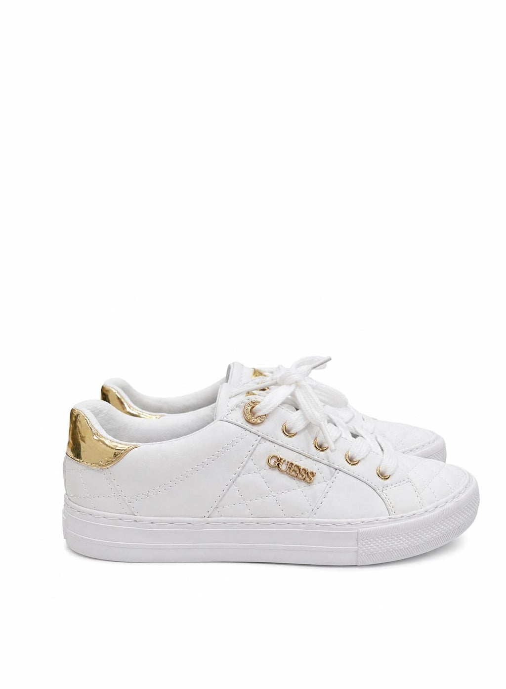 Guess Womens LOVEN Faux Leather Quilted Casual and Fashion Sneakers