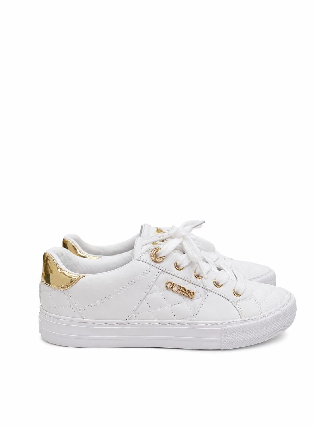 Guess Womens LOVEN Faux Leather Quilted Casual and Fashion Sneakers