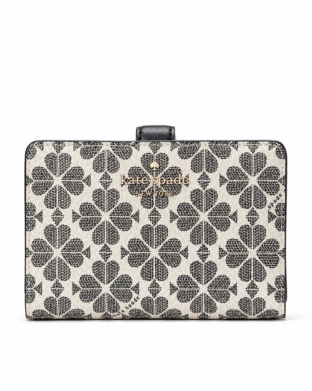 Signature Spade Flower Medium Compact Bifold Wallet - Black