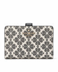 Signature Spade Flower Medium Compact Bifold Wallet - Black