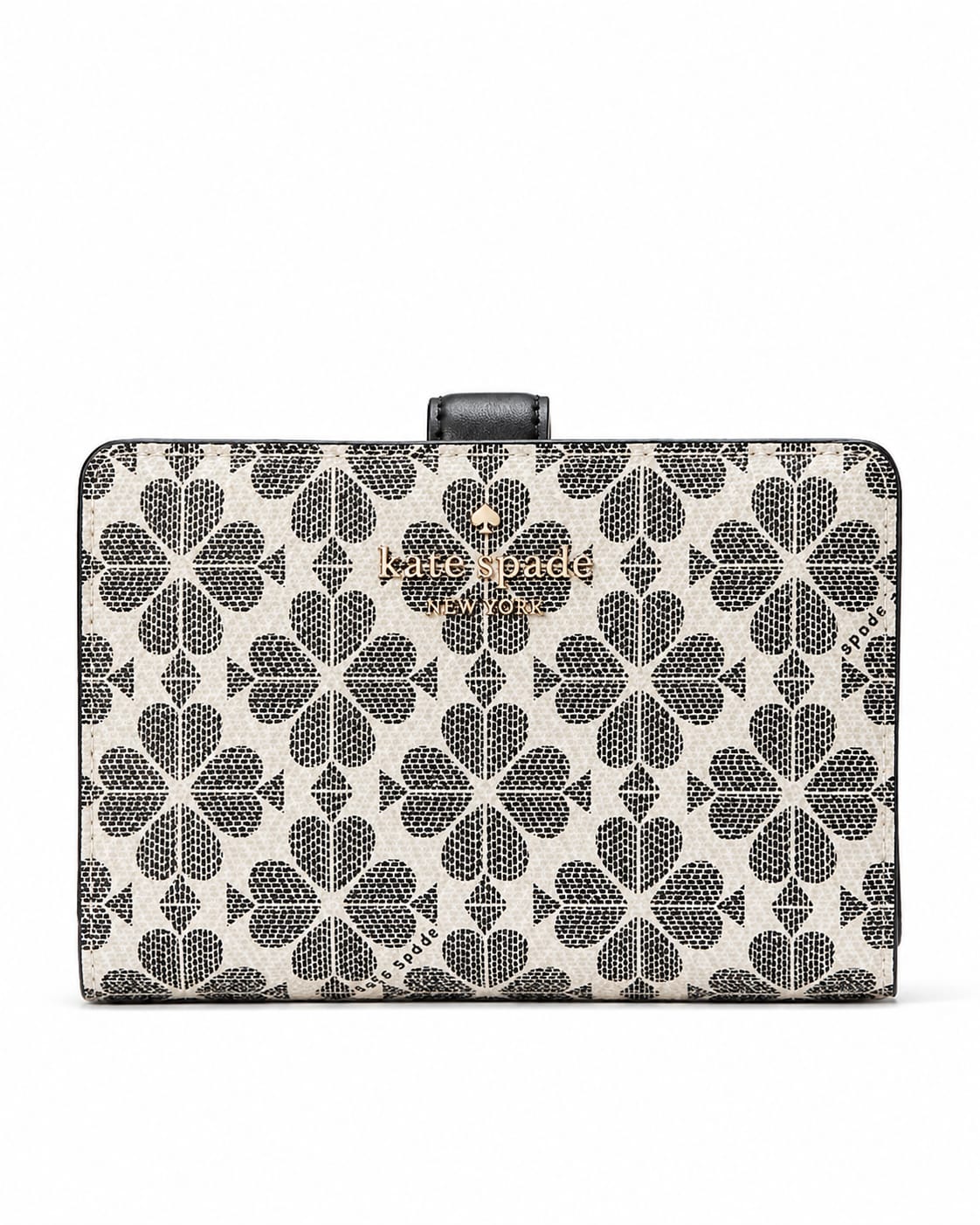 Signature Spade Flower Medium Compact Bifold Wallet - Black