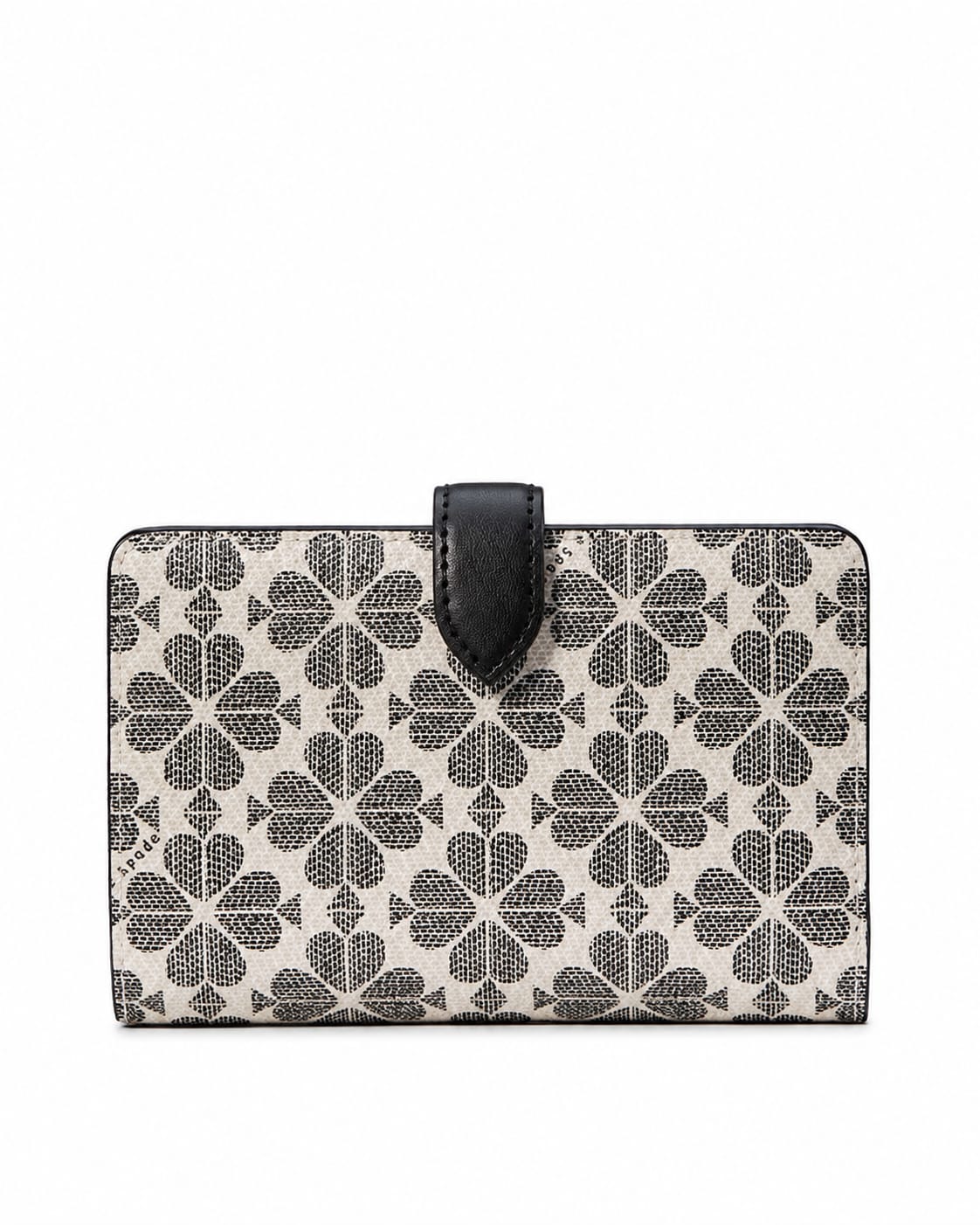 Signature Spade Flower Medium Compact Bifold Wallet - Black