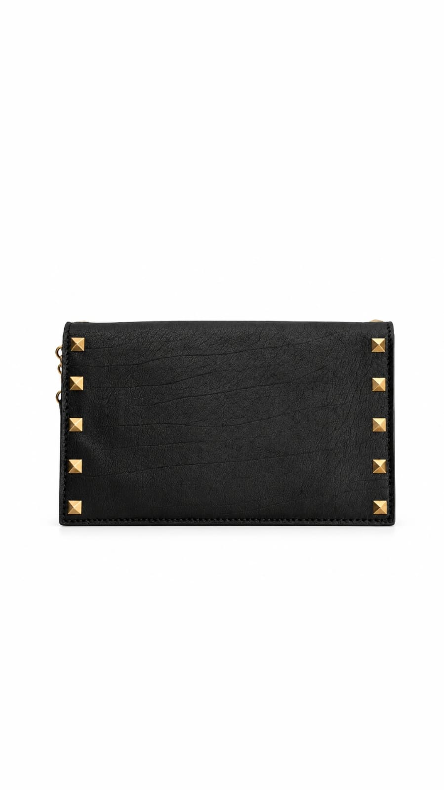 Studded Black Faux Leather Wristlet Clutch