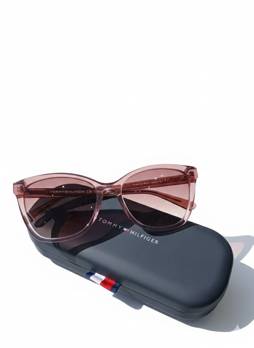 Tommy Hilfiger Women’s Cat-Eye Sunglasses – Transparent Pink