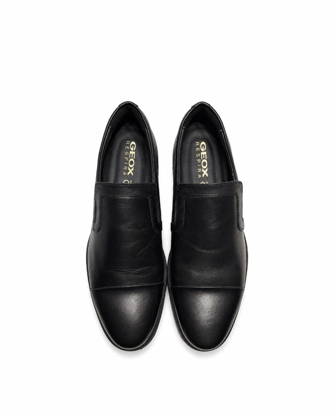 GEOX Respira™ Men's Black Leather Formal Slip-On Shoes