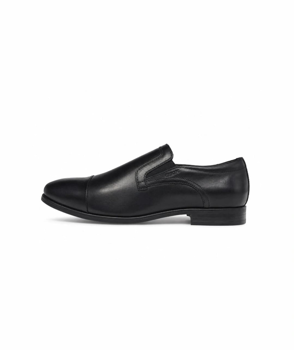GEOX Respira™ Men's Black Leather Formal Slip-On Shoes