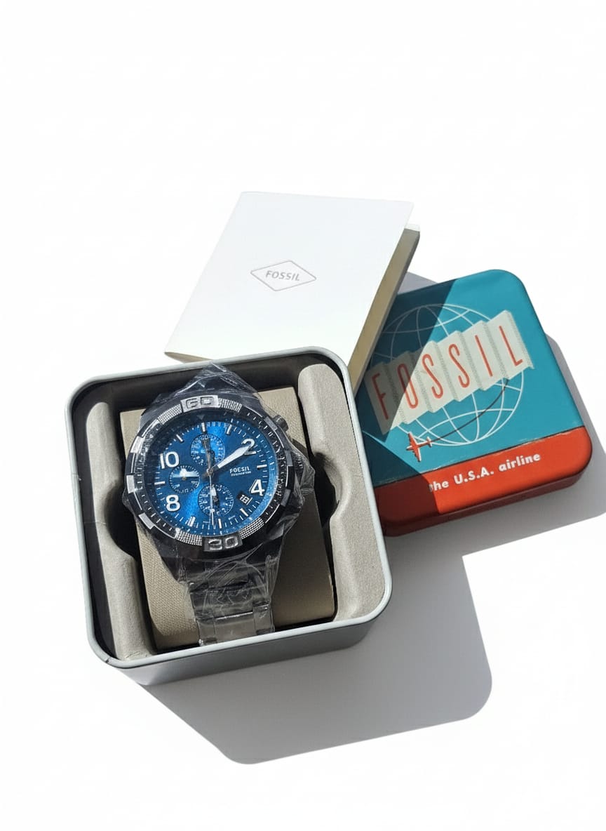 Fossil Men's Chronograph Blue Dial Stainless Steel Watch