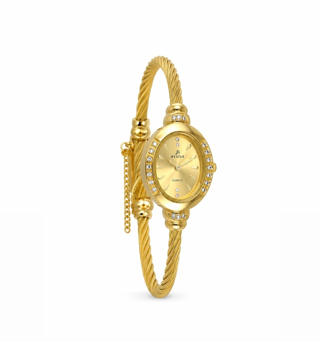WESTAR Women’s Gold-Tone Quartz Bracelet Watch – Elegant Oval Dial with Crystal Accents
