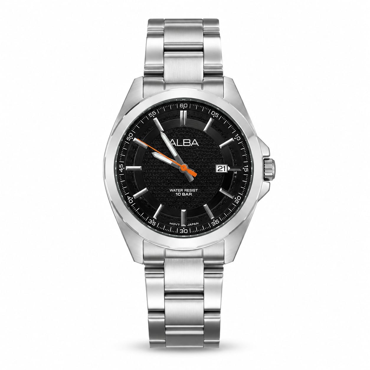 Alba Men's Hand Watch Stainless Steel Band, Black Dial AS9P15X1