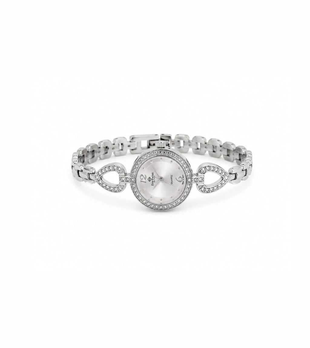 EverSwiss Elegant Crystal Silver Women’s Watch – Swiss Made