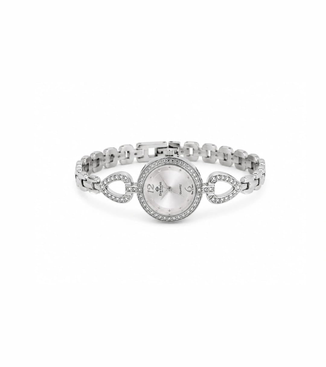 EverSwiss Elegant Crystal Silver Women’s Watch – Swiss Made