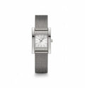 GUESS Women’s Silver Mesh Crystal Watch – Elegant Rectangular Dial
