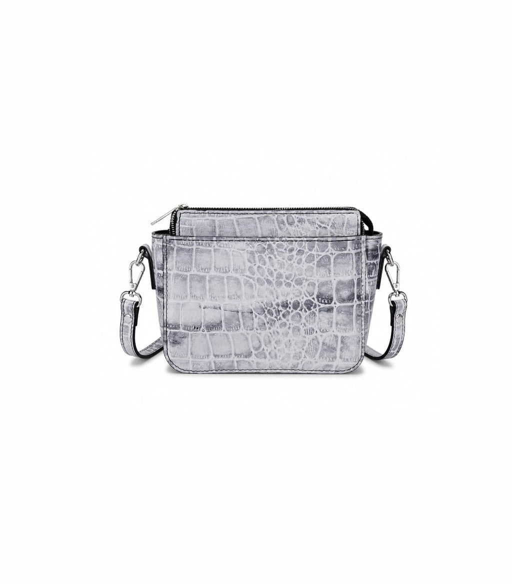 Aldalil Textured Mini Shoulder Bag – Grey Croc Pattern