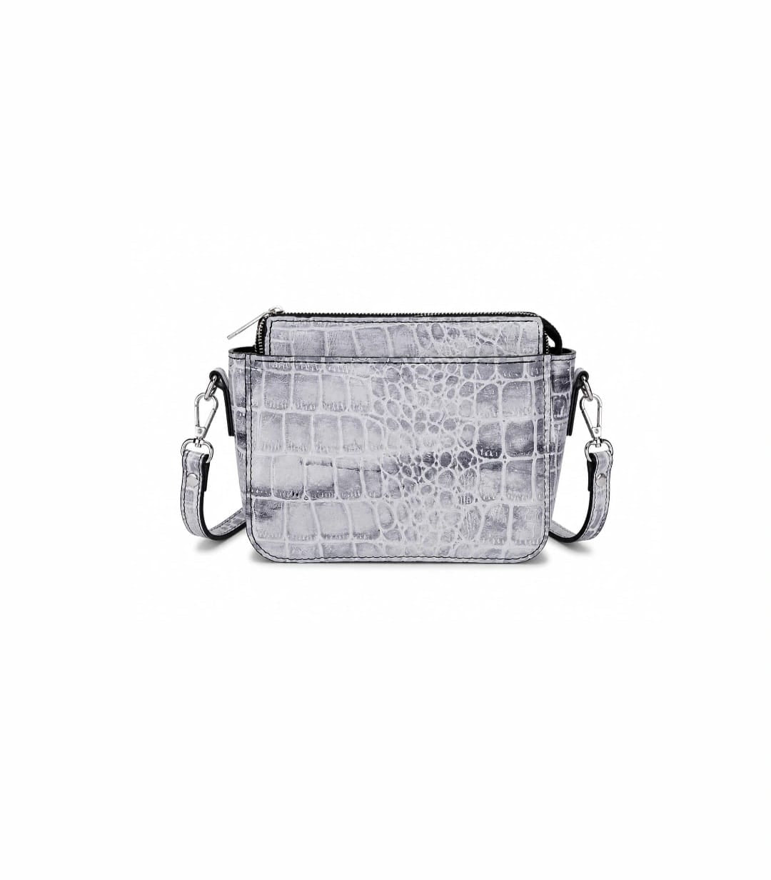 Aldalil Textured Mini Shoulder Bag – Grey Croc Pattern