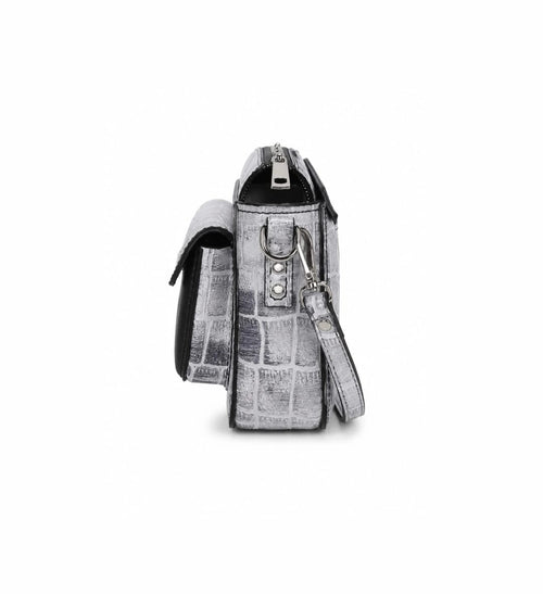 Aldalil Textured Mini Shoulder Bag – Grey Croc Pattern