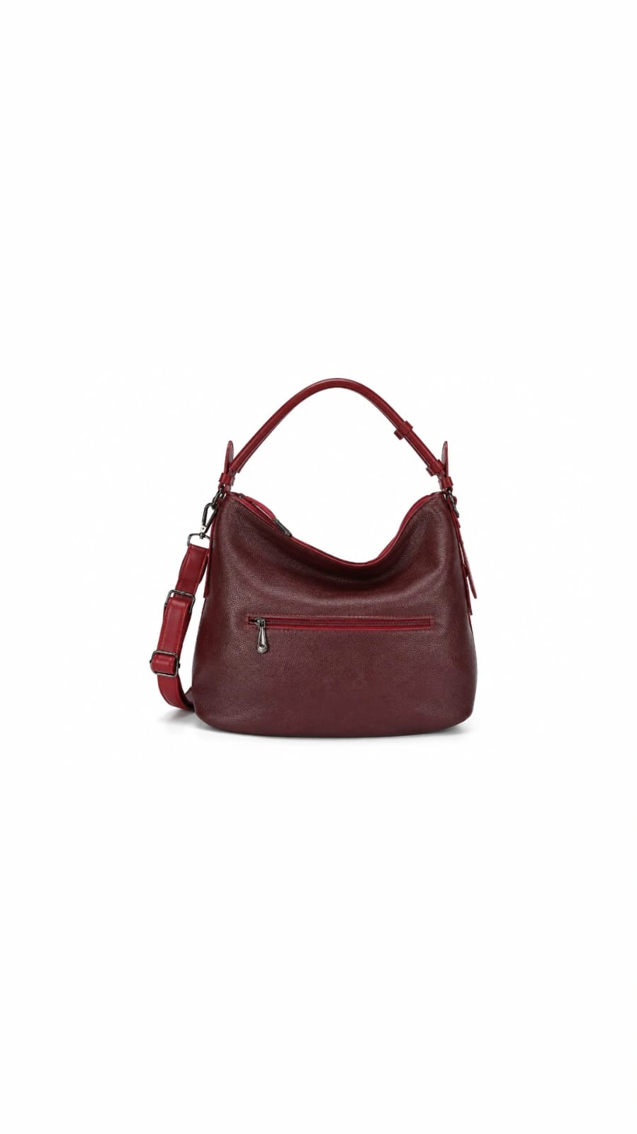 Aldalil Burgundy Leather Hobo Shoulder Bag