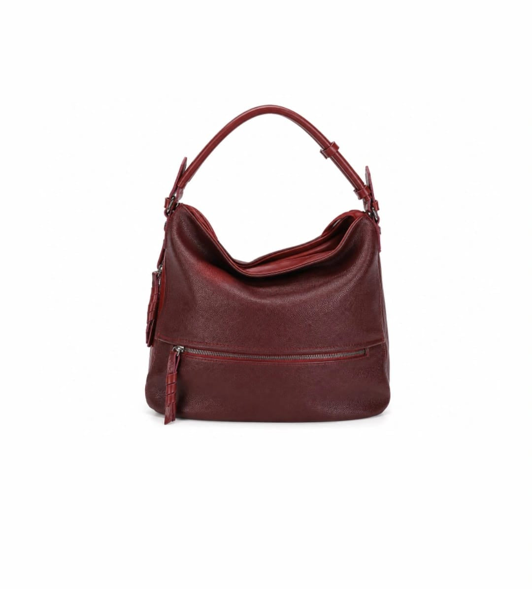 Aldalil Burgundy Leather Hobo Shoulder Bag