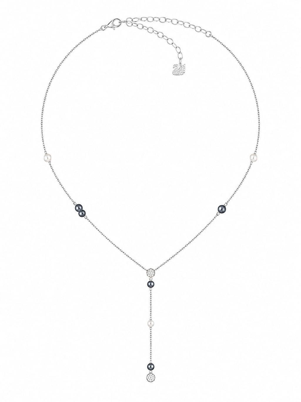 Canopy Y Necklace, Gray and Light Tones, Rhodium Plated – Swarovski