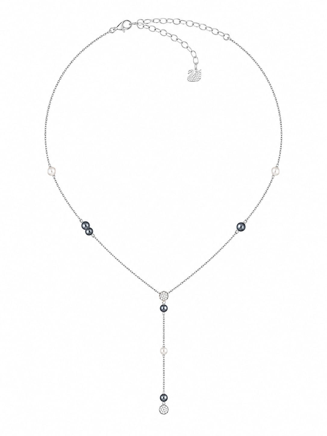 Canopy Y Necklace, Gray and Light Tones, Rhodium Plated – Swarovski