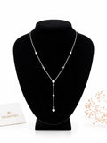 Canopy Y Necklace, Gray and Light Tones, Rhodium Plated – Swarovski
