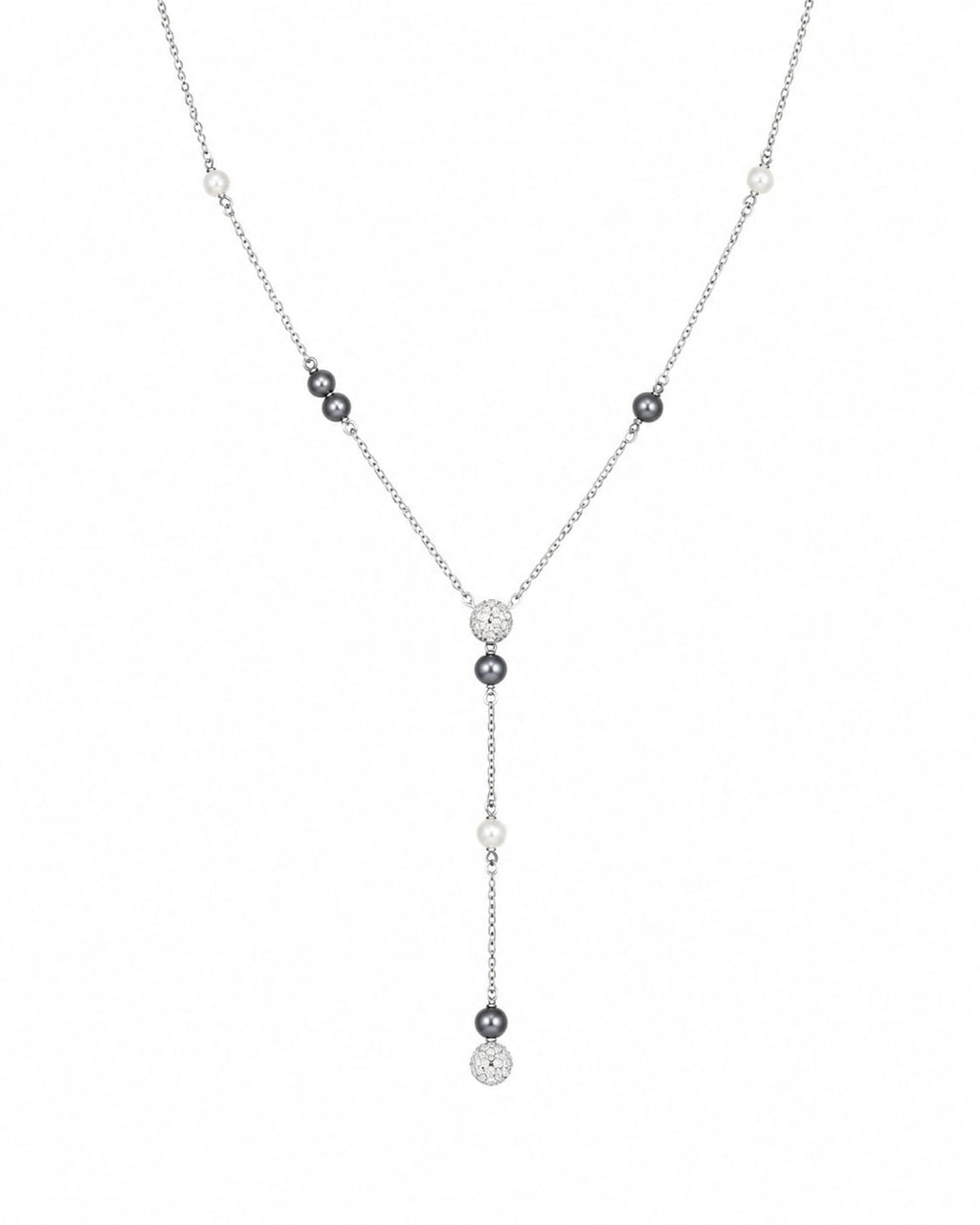 Canopy Y Necklace, Gray and Light Tones, Rhodium Plated – Swarovski