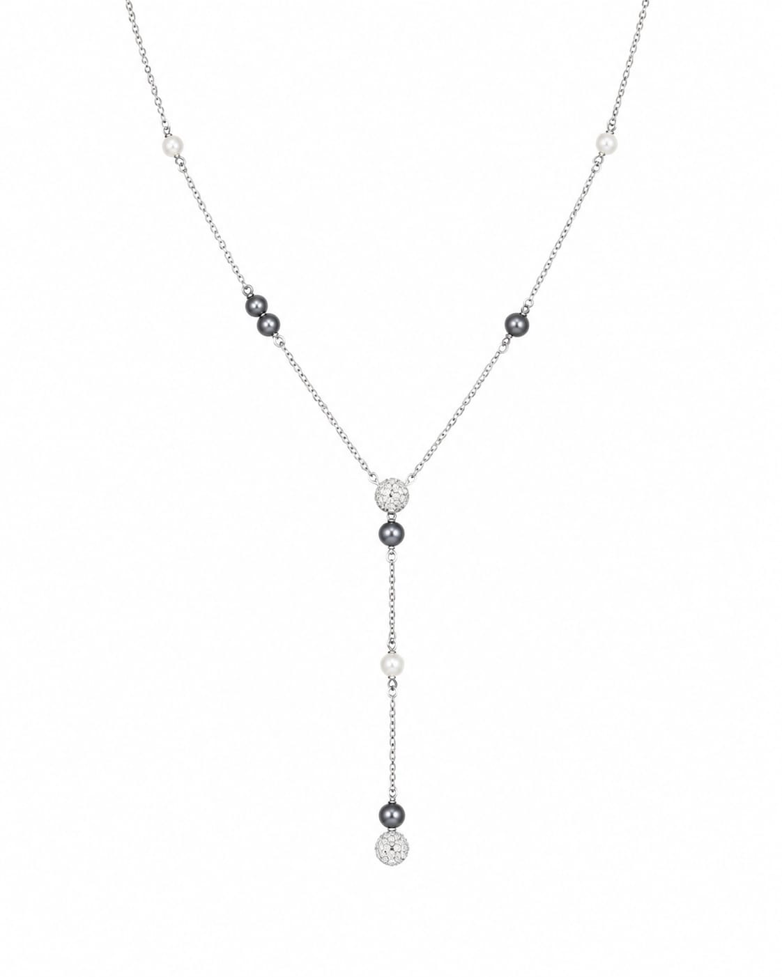 Canopy Y Necklace, Gray and Light Tones, Rhodium Plated – Swarovski