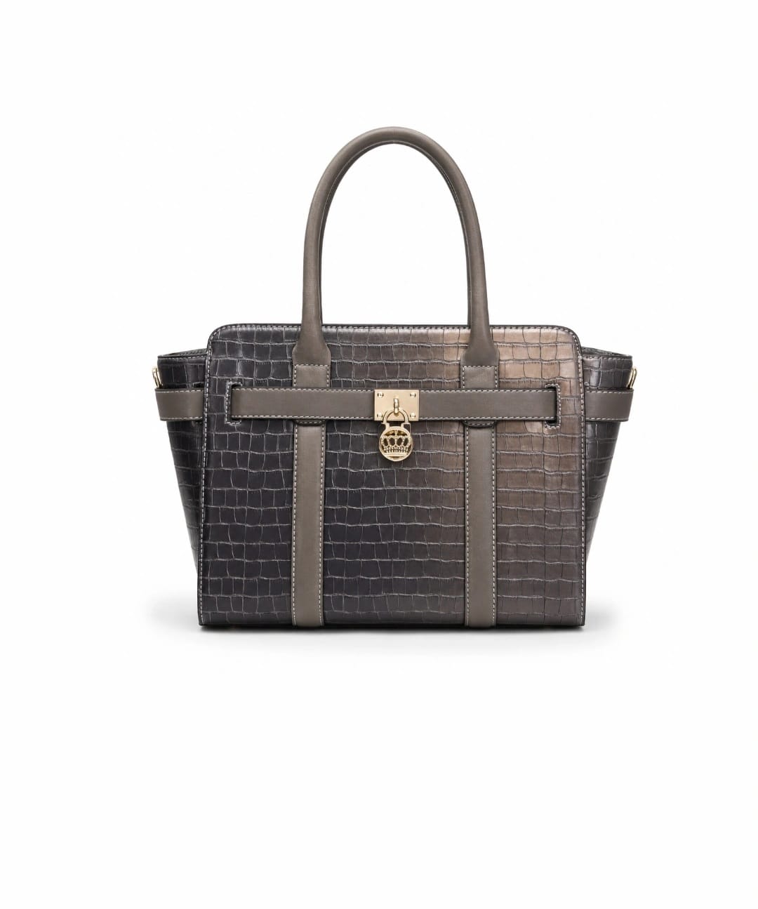 Luxury Croc-Embossed Structured Tote Bag – Elegant Large Handbag for Women | Gray Gradient