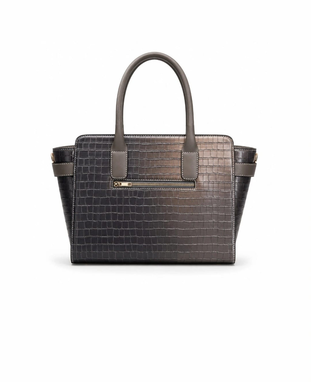 Luxury Croc-Embossed Structured Tote Bag – Elegant Large Handbag for Women | Gray Gradient