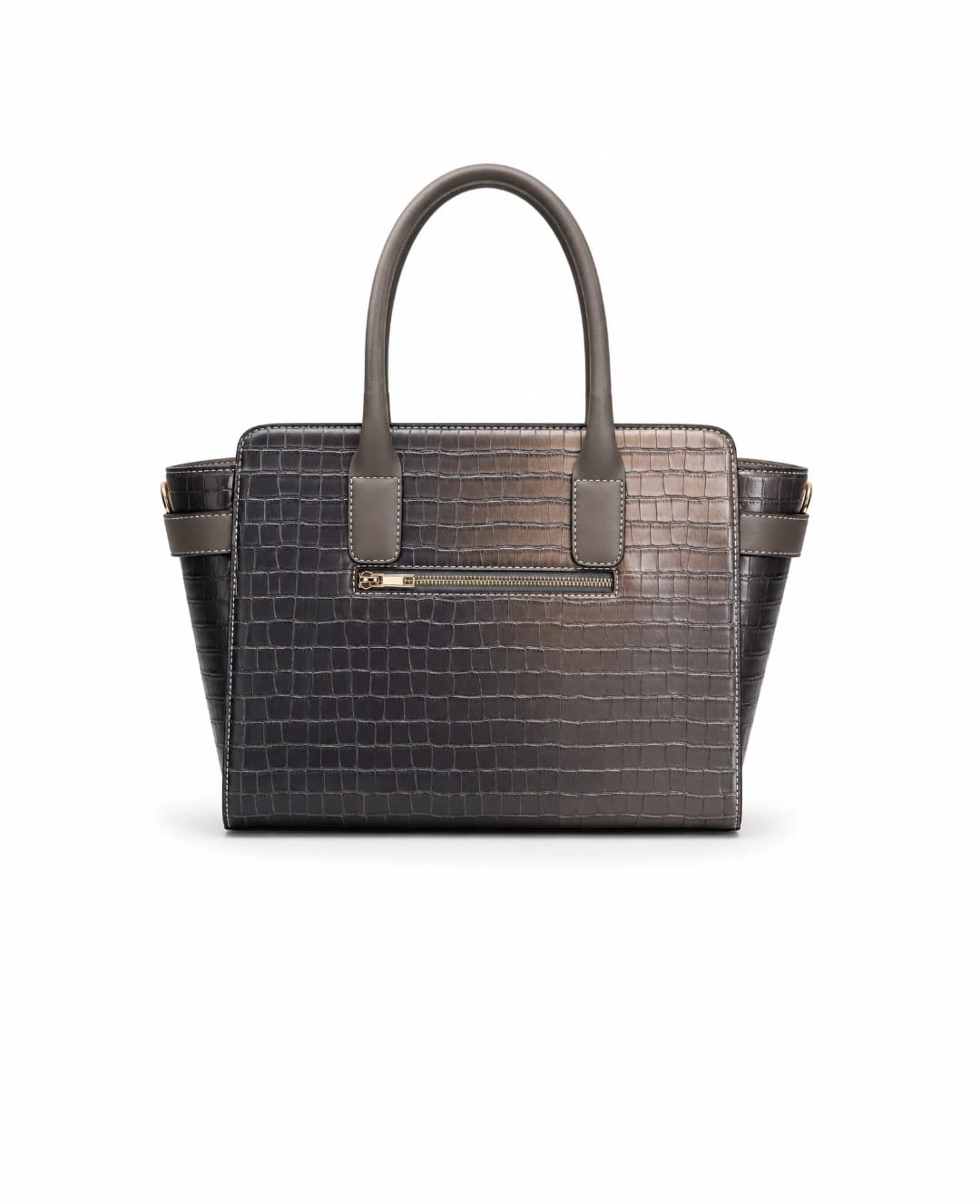 Luxury Croc-Embossed Structured Tote Bag – Elegant Large Handbag for Women | Gray Gradient