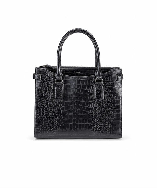 ALDO Black Croc-Embossed Structured Tote Bag – Elegant Everyday Handbag