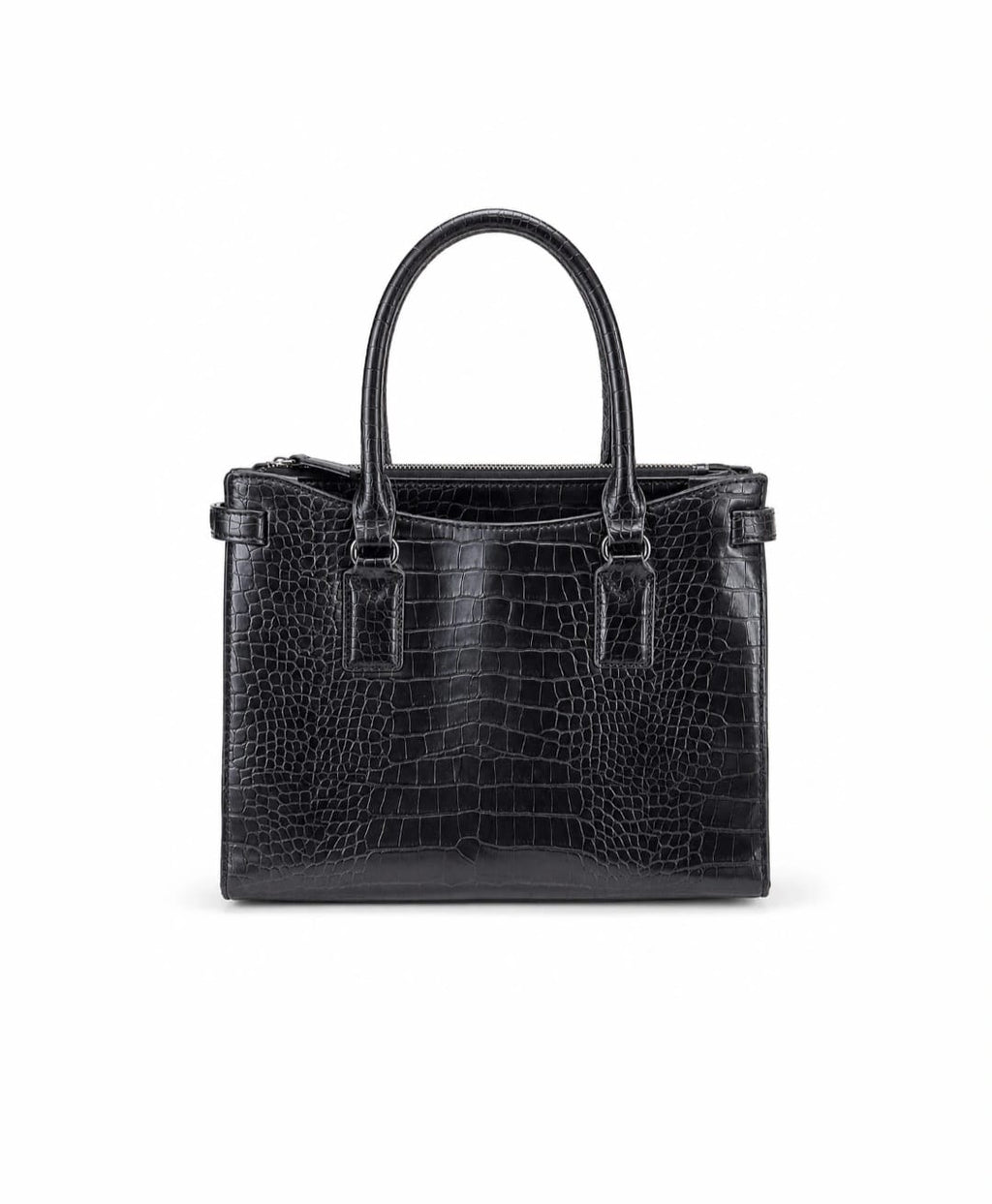 ALDO Black Croc-Embossed Structured Tote Bag – Elegant Everyday Handbag