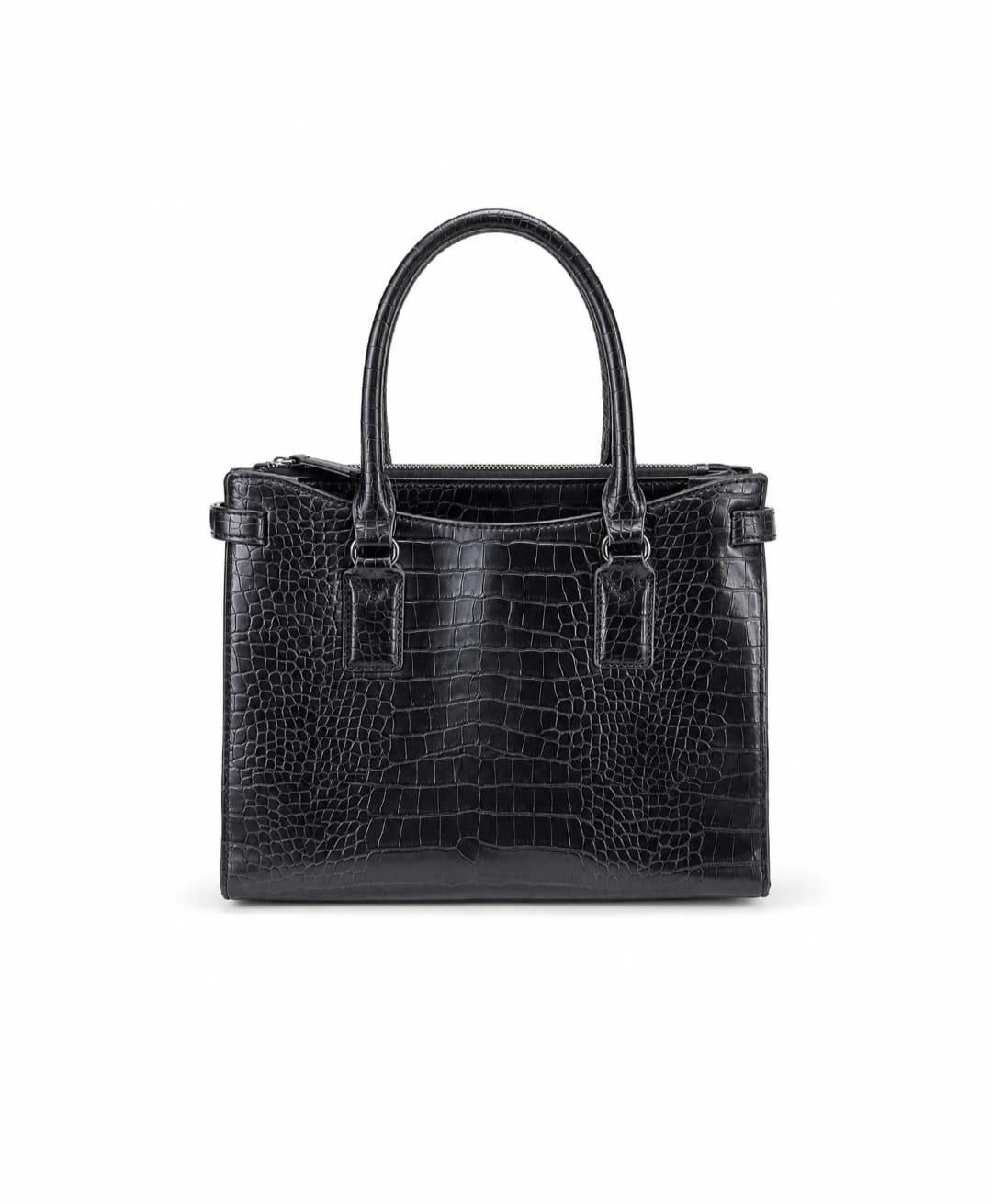ALDO Black Croc-Embossed Structured Tote Bag – Elegant Everyday Handbag