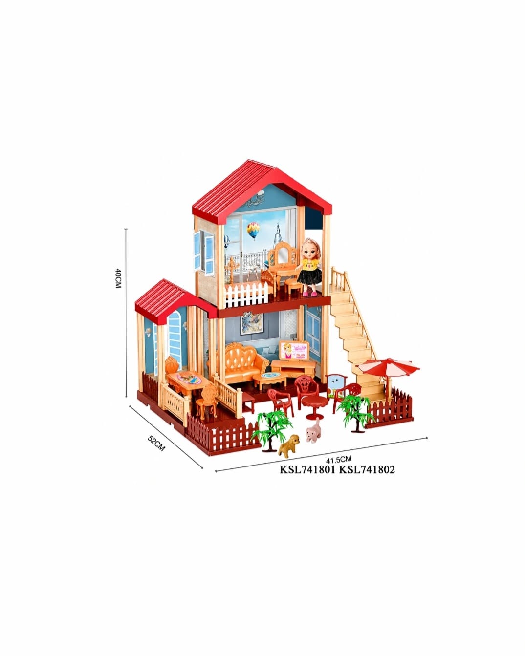Dream House DIY Dollhouse Playset – 92 Pieces Educational Puzzle Assembly Toy for Kids (40cm)
