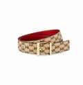 Michael Kors Monogram Reversible Belt – Gold Buckle & Red Interior