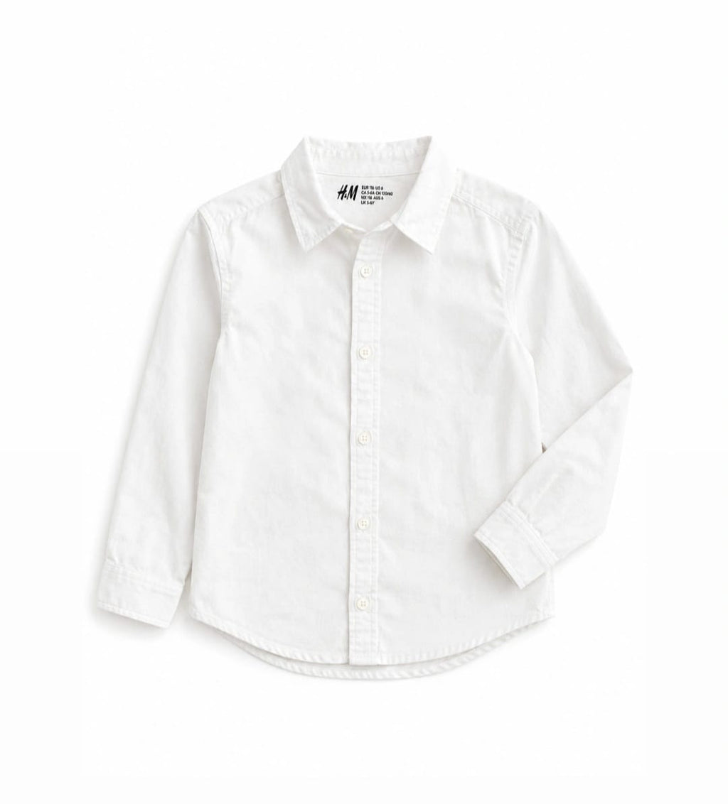 H&M Kids White Long Sleeve Cotton Shirt – Classic Button-Up