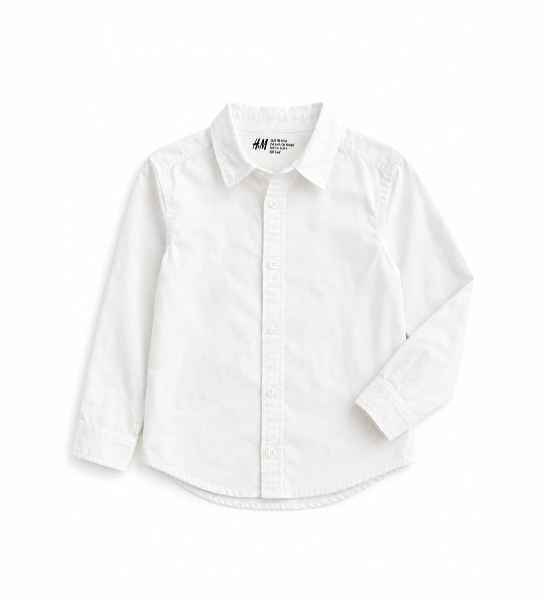 H&M Kids White Long Sleeve Cotton Shirt – Classic Button-Up