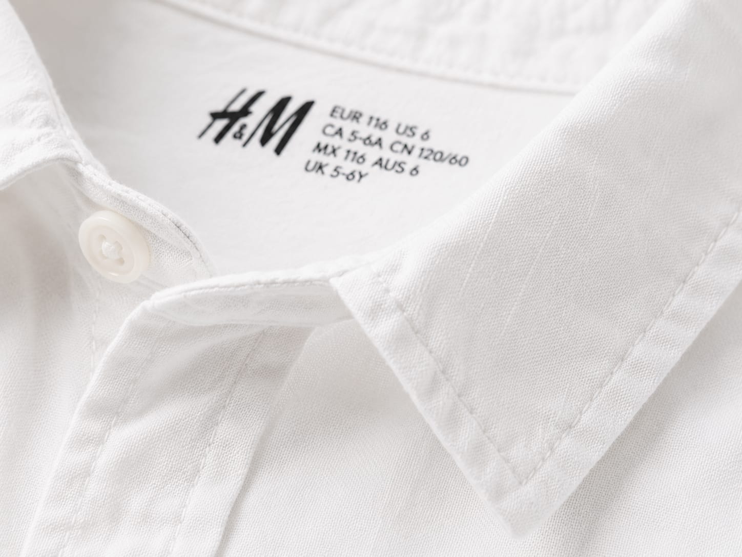 H&M Kids White Long Sleeve Cotton Shirt – Classic Button-Up