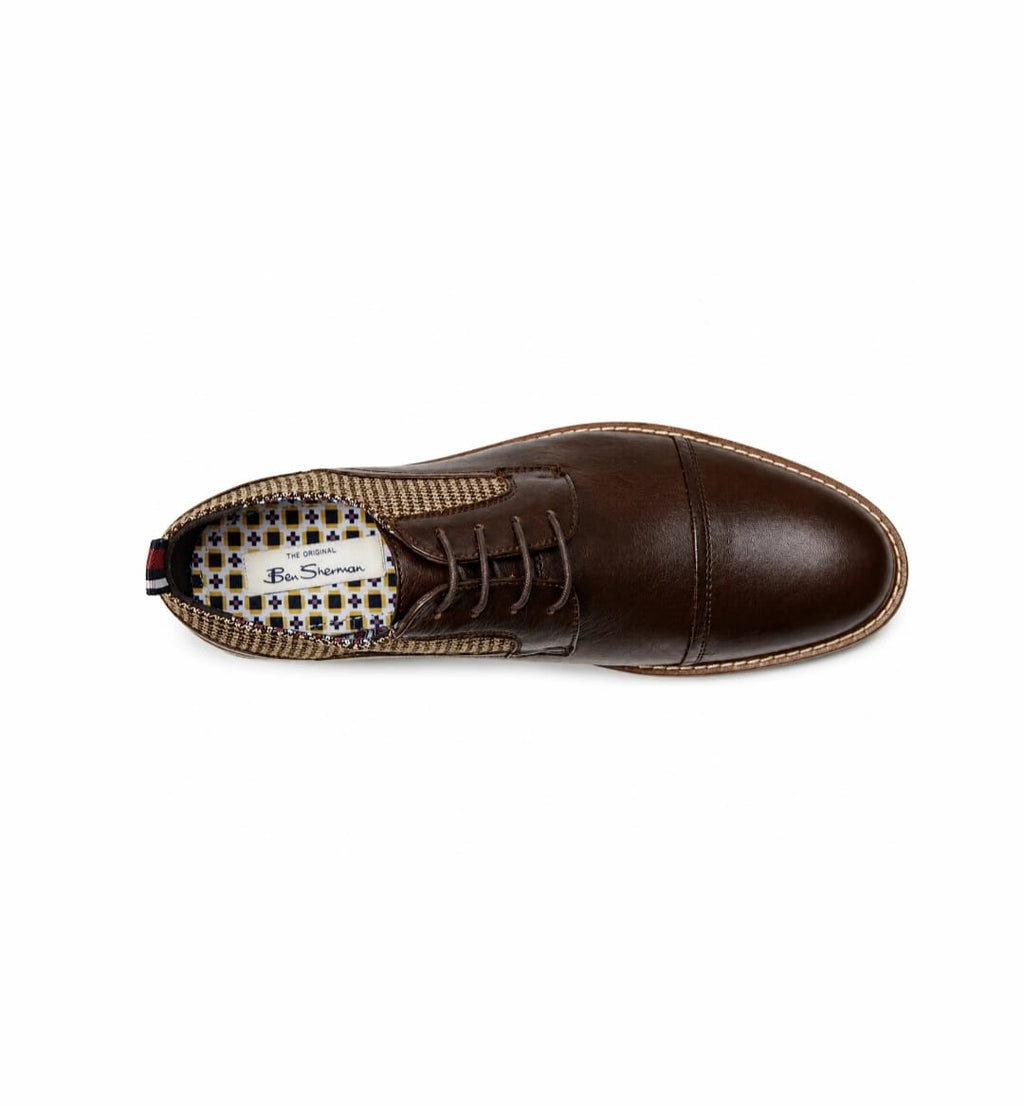 Ben Sherman Burke Men's Leather Oxford Shoes – Brown | Cap Toe | Rubber Sole