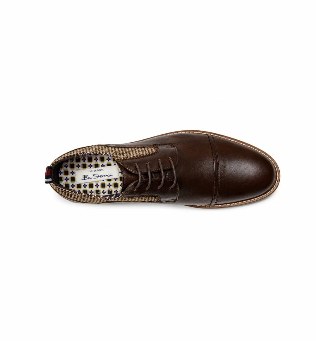 Ben Sherman Burke Men's Leather Oxford Shoes – Brown | Cap Toe | Rubber Sole