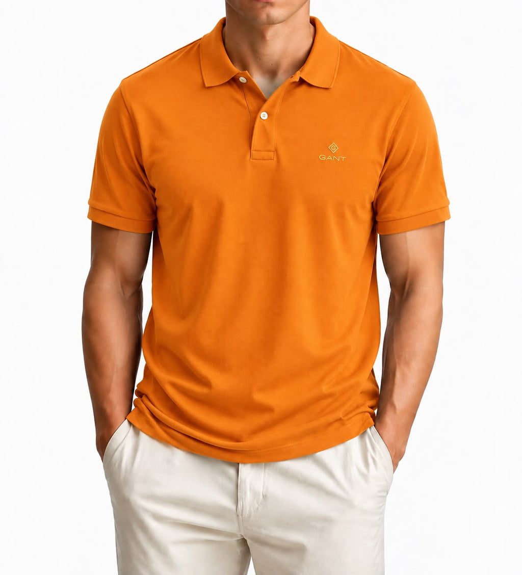 GANT Contrast Collar Piqué Polo – Russet Orange