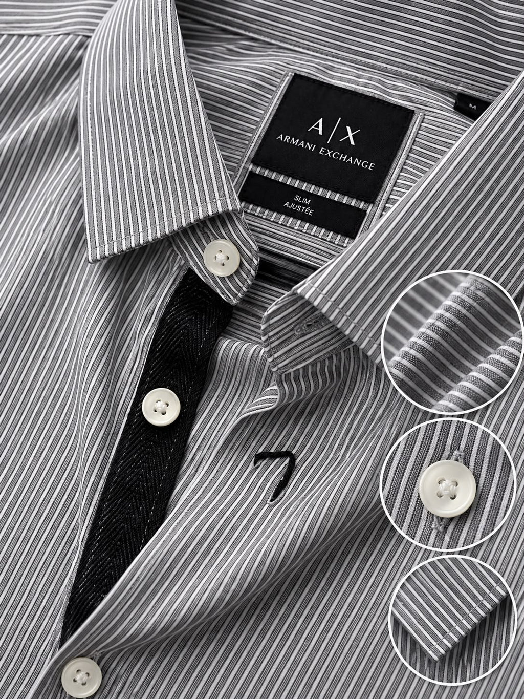 A|X Armani Exchange – Grey Striped Slim Fit Shirt