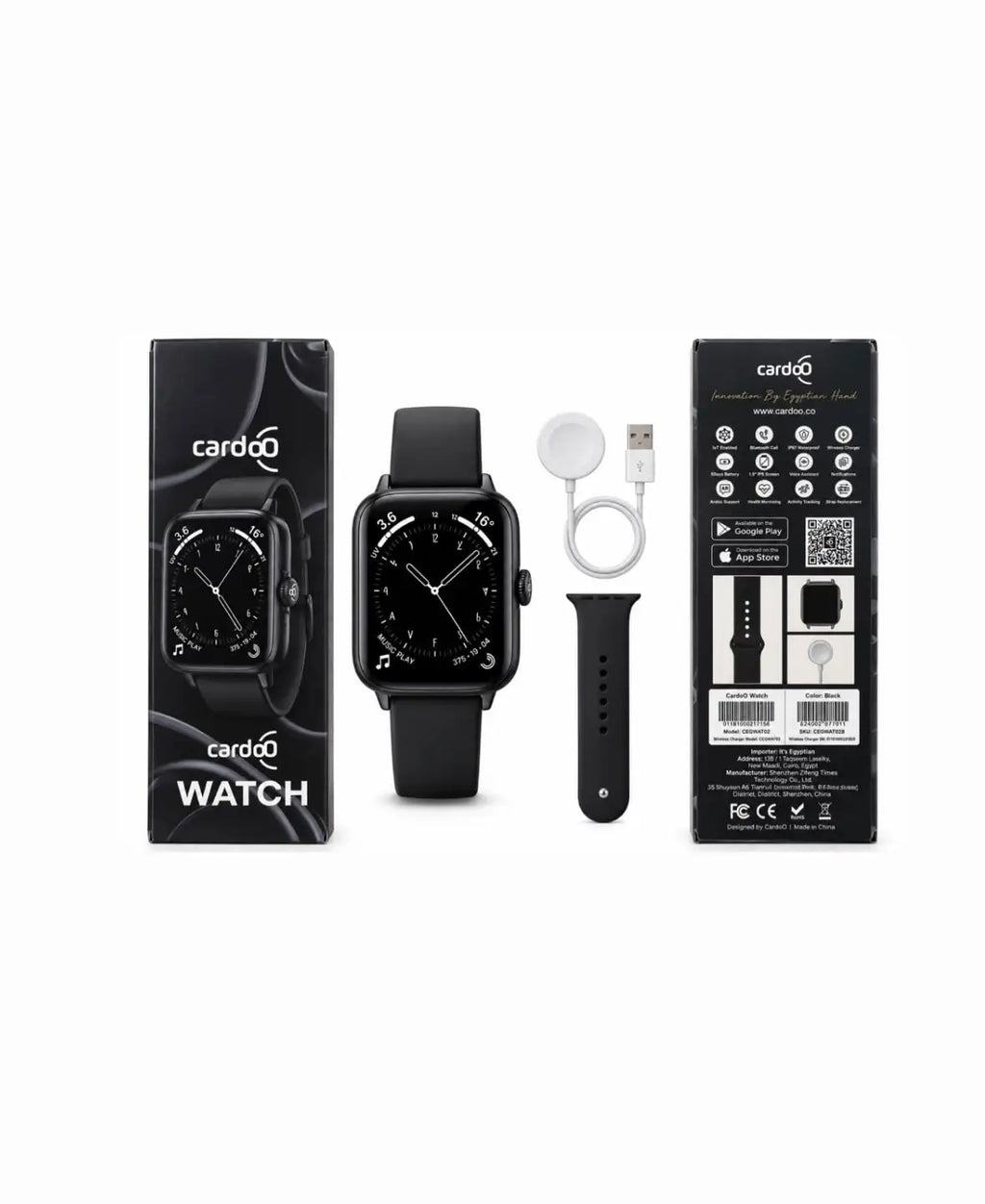 CardoO Smart Watch – Black Touchscreen Smartwatch