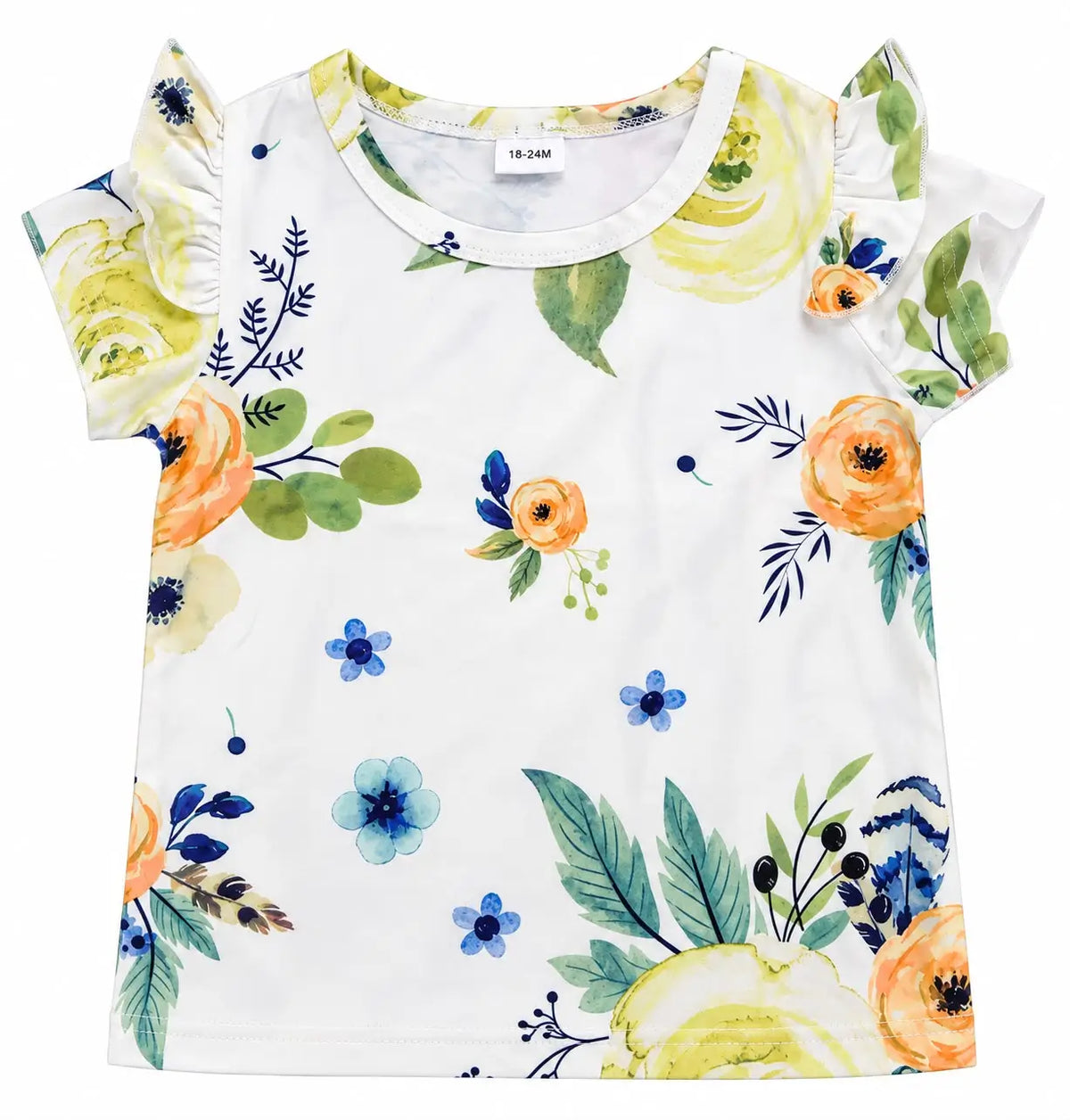 Floral T-Shirt & Ruffled Strap Skirt Set – Girls