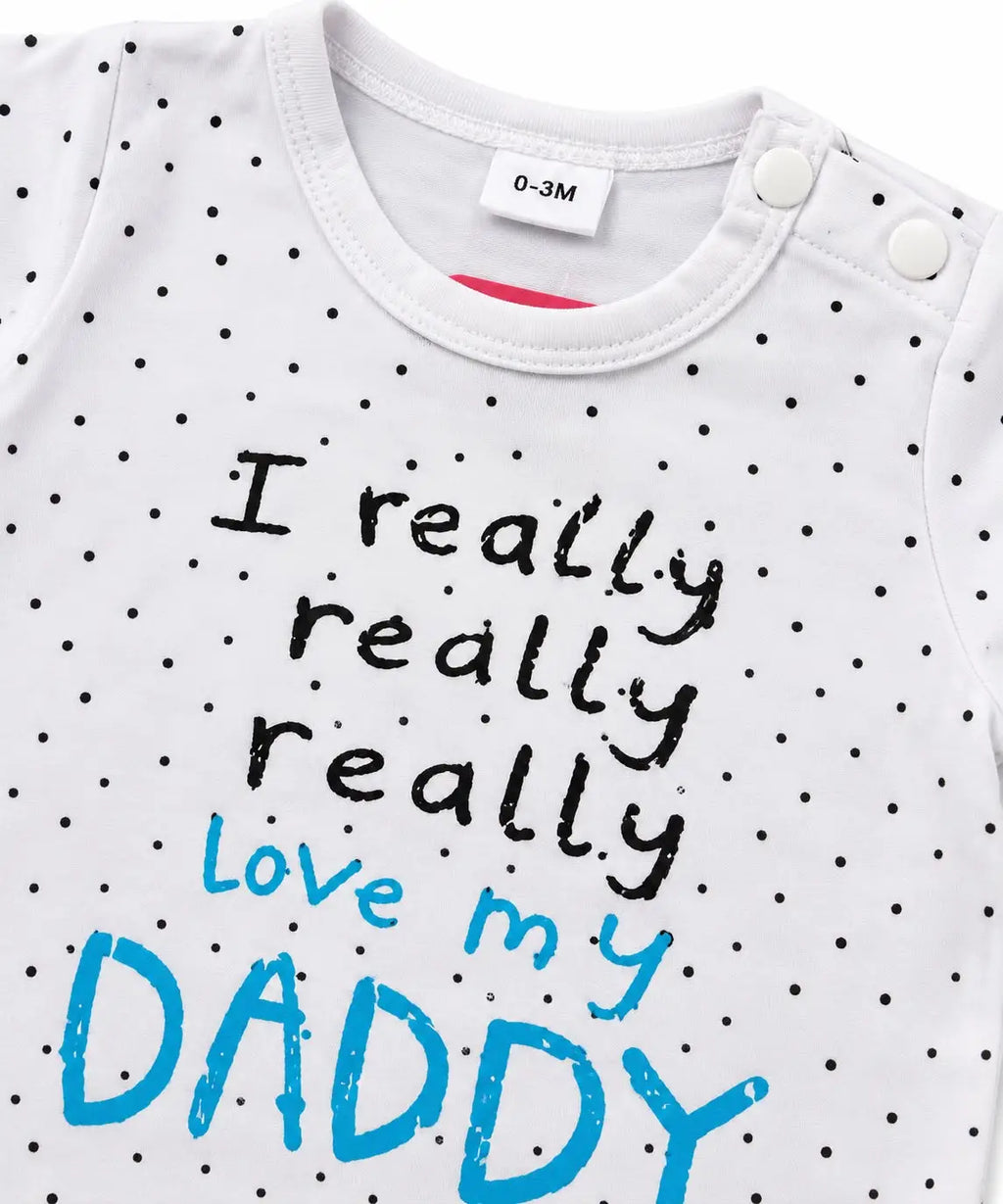 Baby Romper – Letter & Dot Print | 0–3 Months